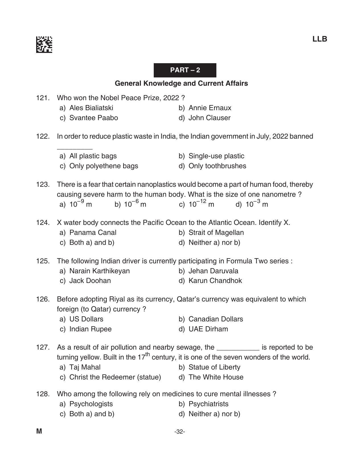 AILET 2023 Question Paper for BA LLB - Page 32