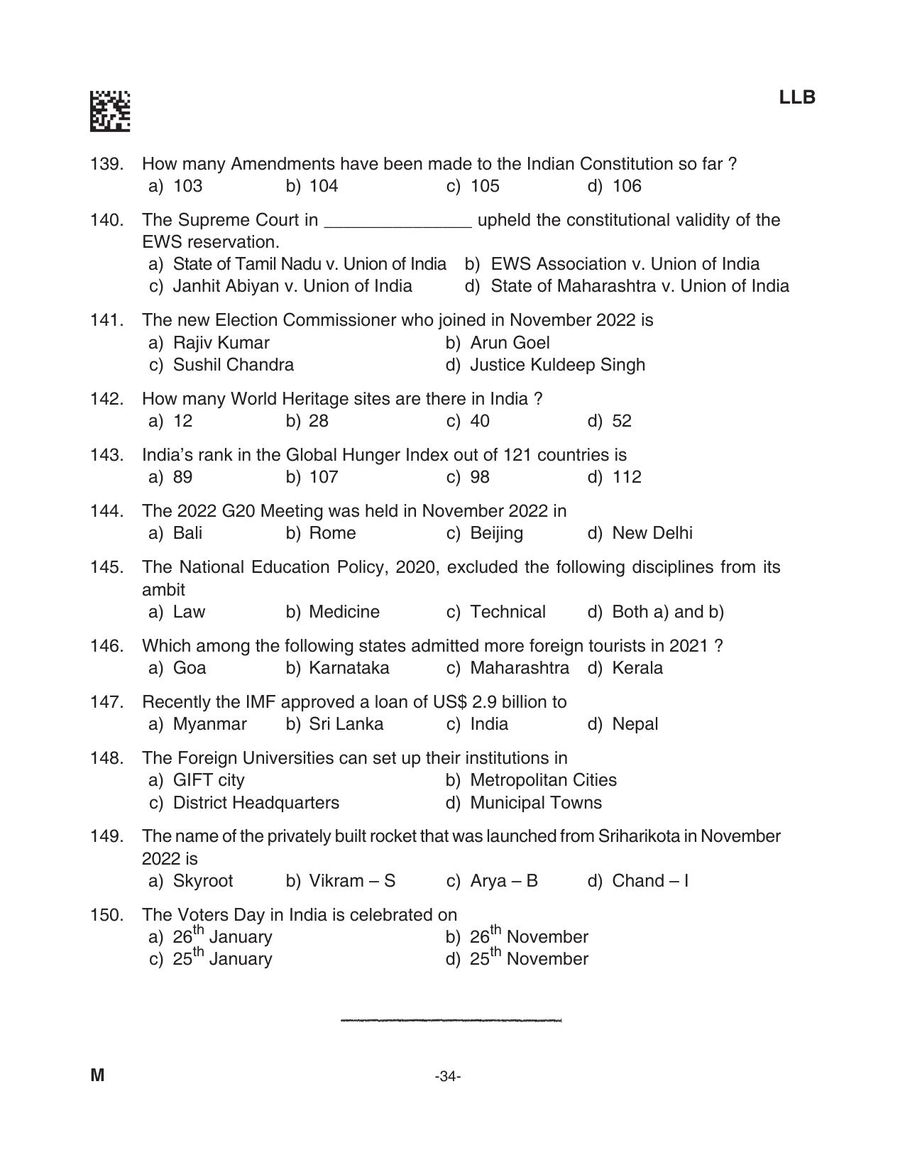 AILET 2023 Question Paper for BA LLB - Page 34