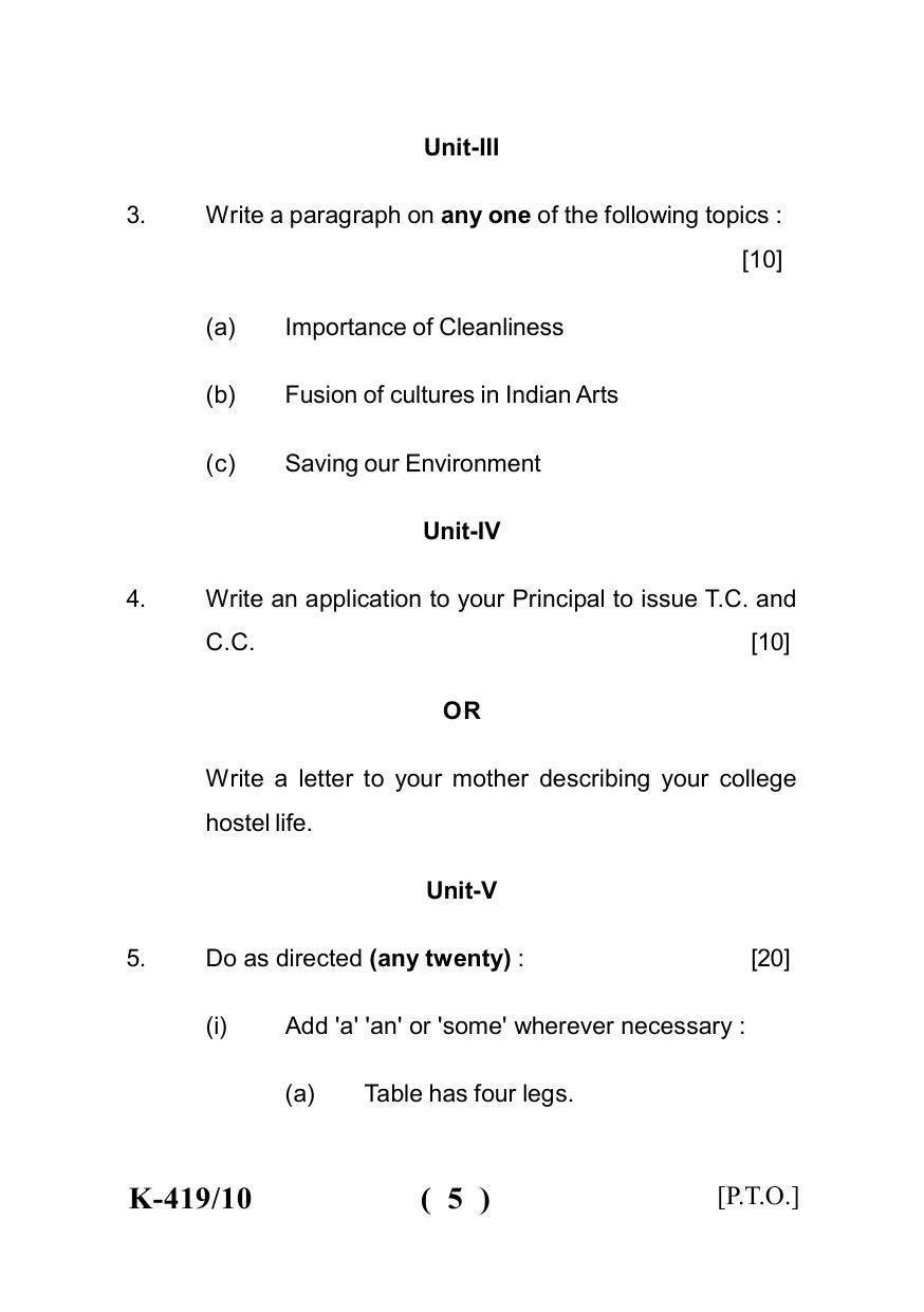 Sarguja University Question Paper - 2022 : Shastri Part One (10+2+3) 3 Y DC F.C. :English Language Paper I - Page 5