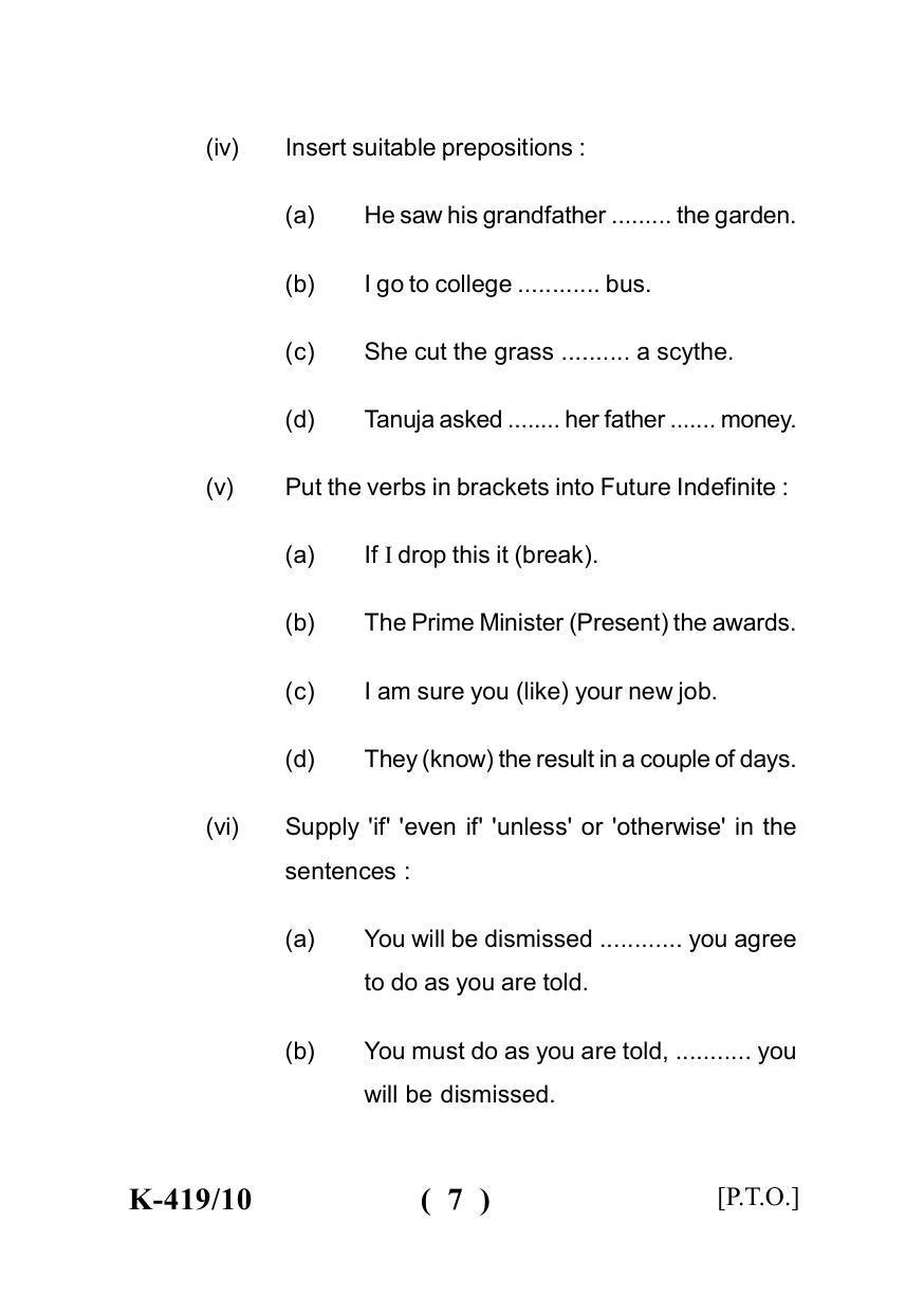 Sarguja University Question Paper - 2022 : Shastri Part One (10+2+3) 3 Y DC F.C. :English Language Paper I - Page 7