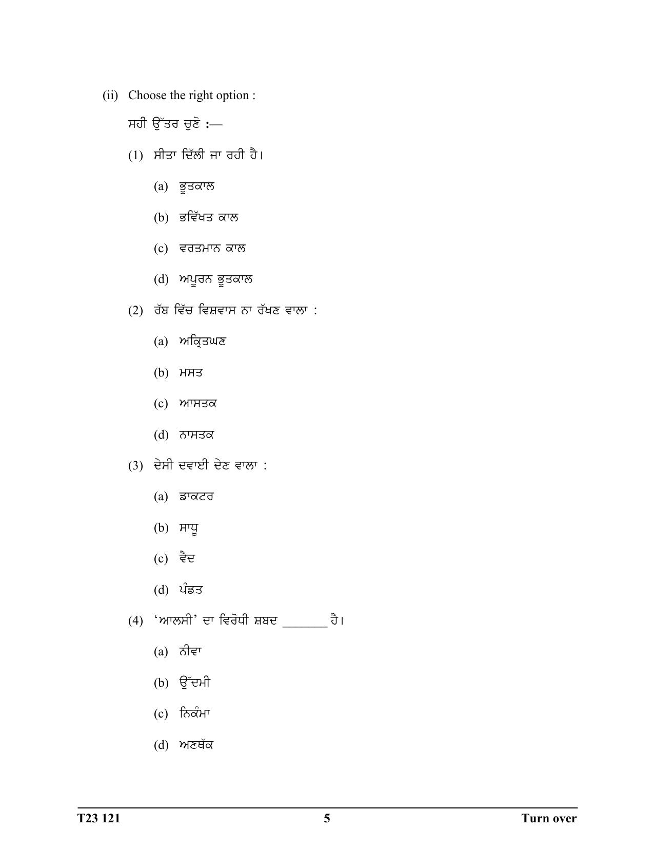 ICSE Class 10 PUNJABI 2023 Question Paper - Page 5