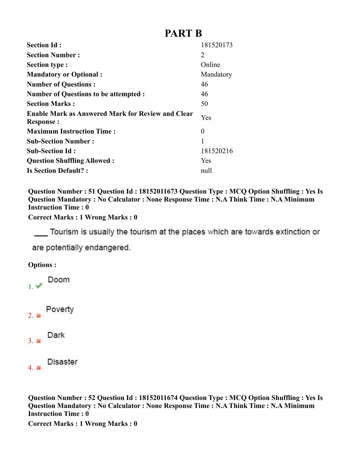 TS CPGET 2023 Master of Tourism Management MTM (Shift 3) Question Paper with Answer Key - Page 27