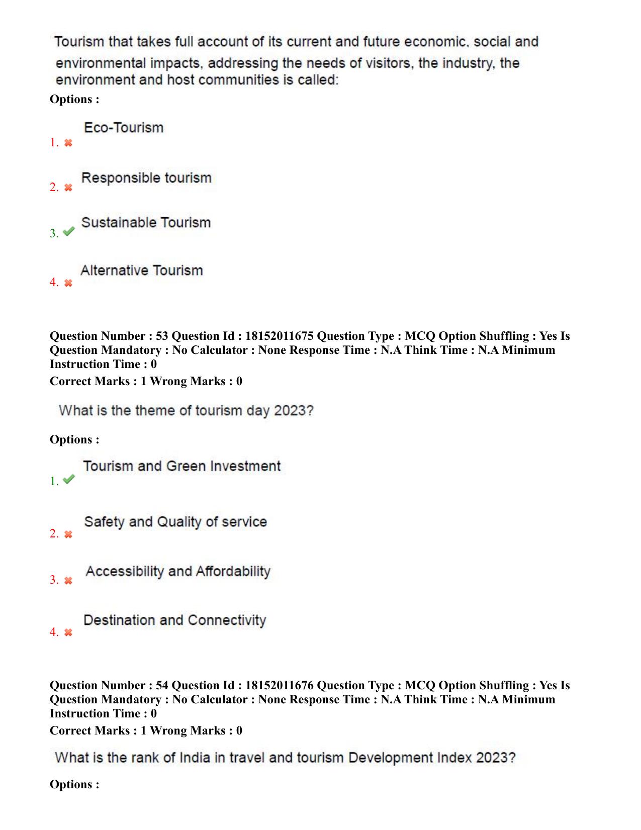 TS CPGET 2023 Master of Tourism Management MTM (Shift 3) Question Paper with Answer Key - Page 28