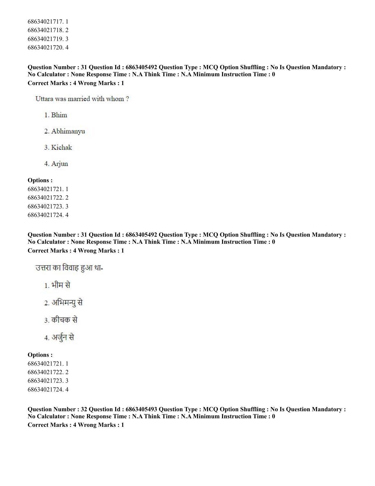 CUET PG 2023: ACQP08 – Hindu Studies (Bilingual) (Hindi) - Shift 3 (05-06-2023) Question Paper - Page 31