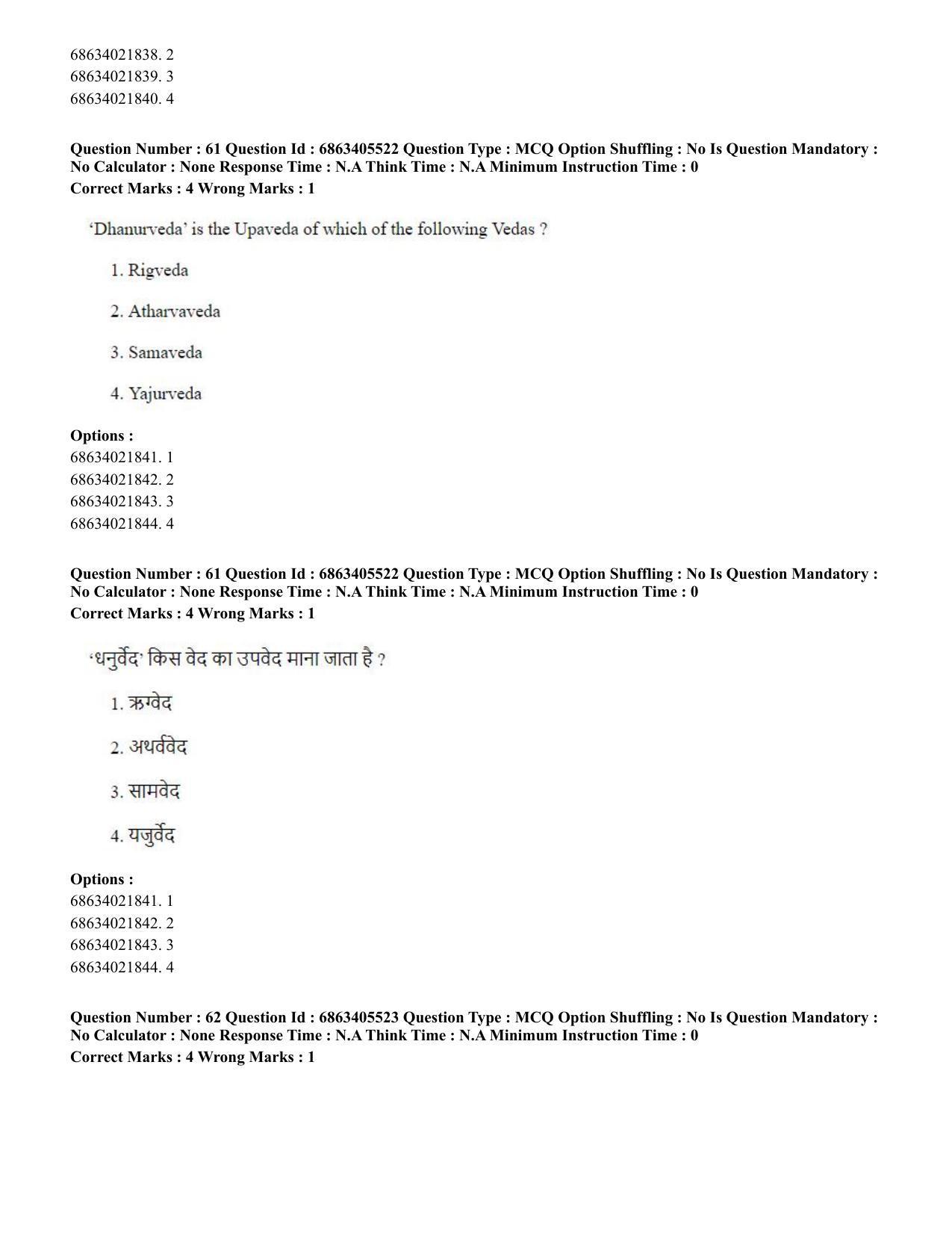 CUET PG 2023: ACQP08 – Hindu Studies (Bilingual) (Hindi) - Shift 3 (05-06-2023) Question Paper - Page 55