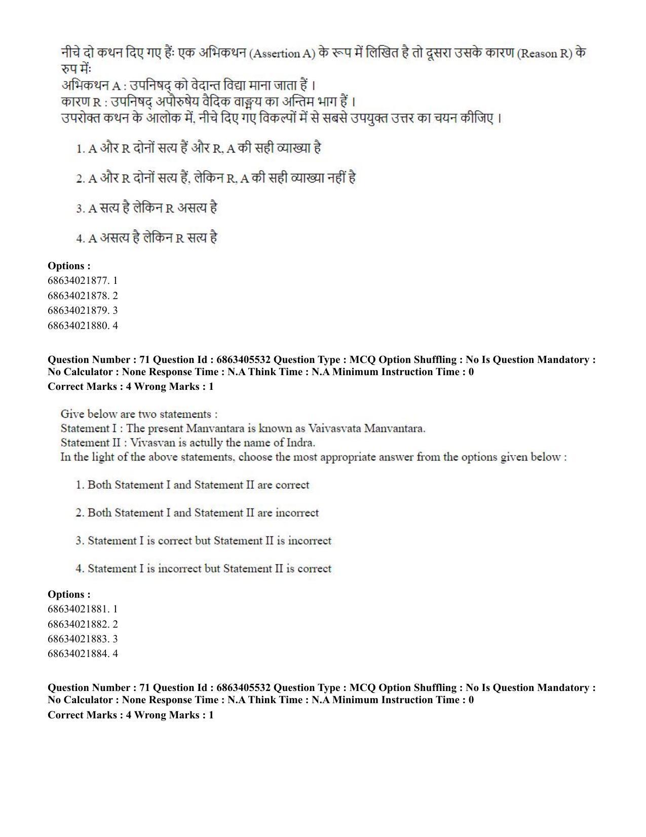 CUET PG 2023: ACQP08 – Hindu Studies (Bilingual) (Hindi) - Shift 3 (05-06-2023) Question Paper - Page 64