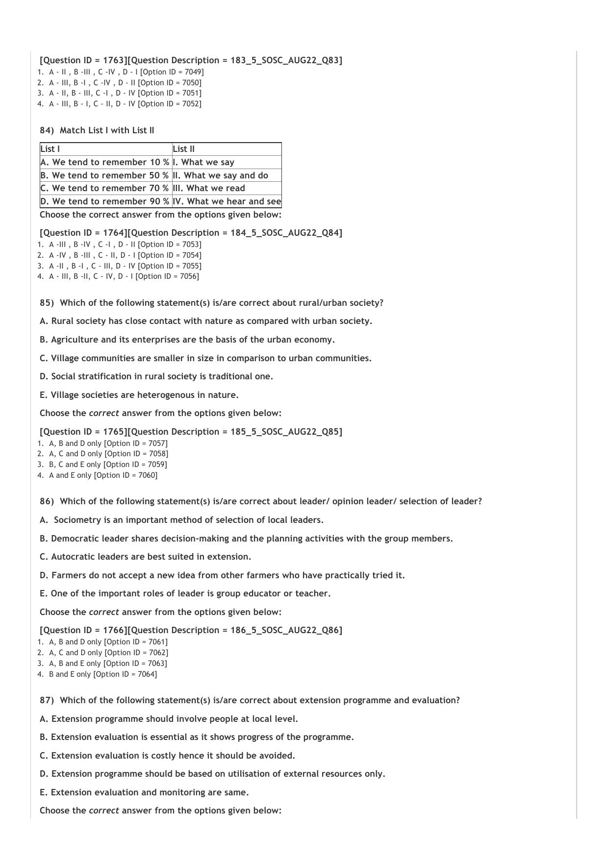 ICAR AIEEA PG 2022 SOCIAL SCIENCES Question Paper - Page 17