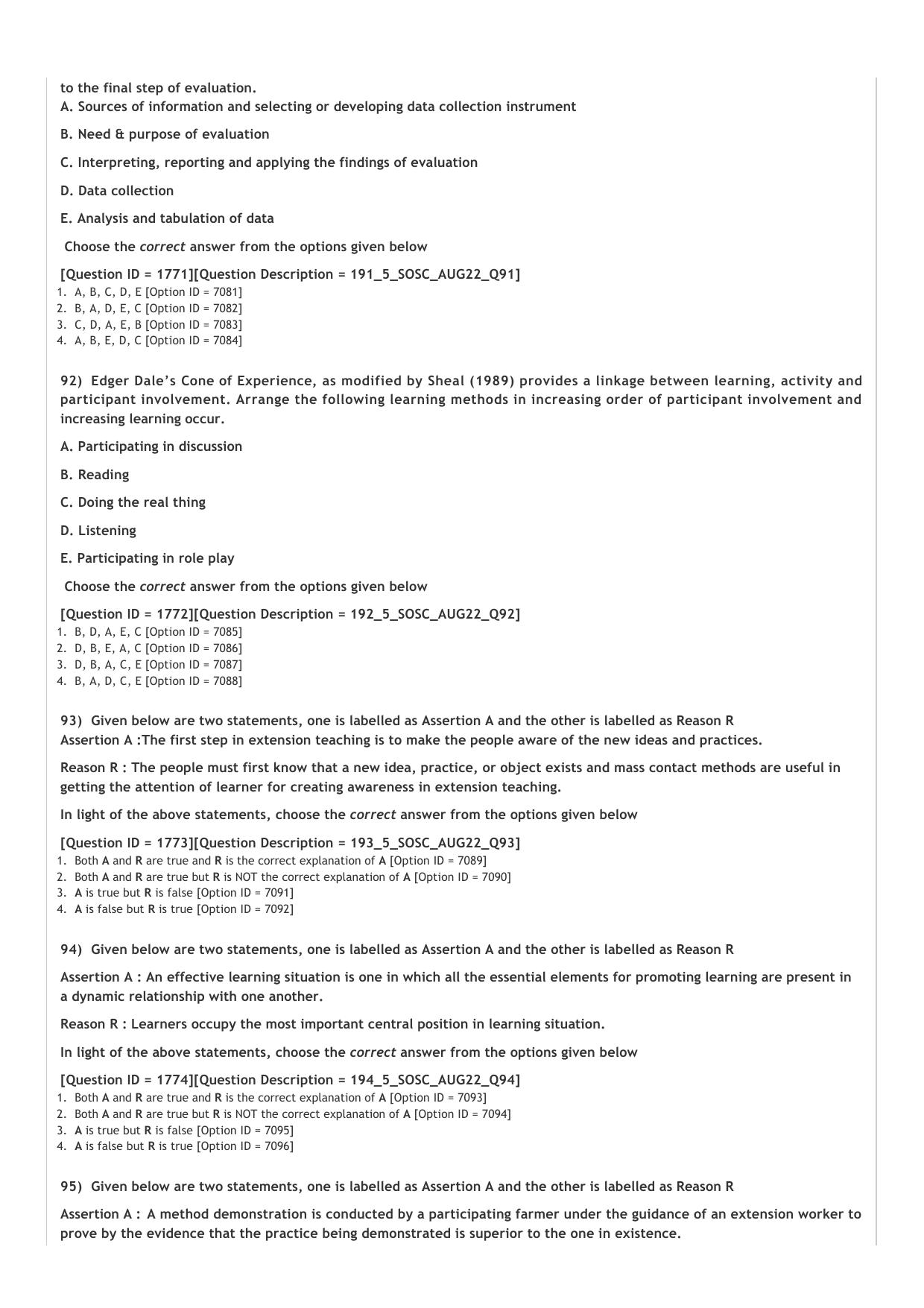 ICAR AIEEA PG 2022 SOCIAL SCIENCES Question Paper - Page 19