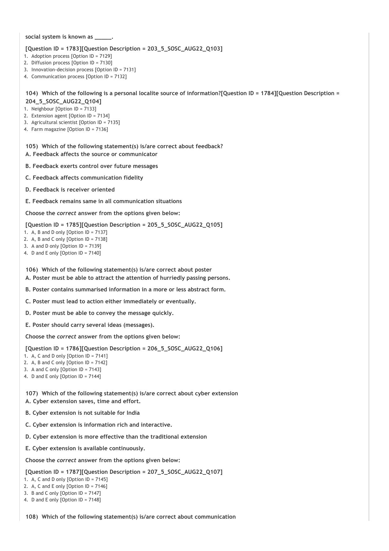 ICAR AIEEA PG 2022 SOCIAL SCIENCES Question Paper - Page 21