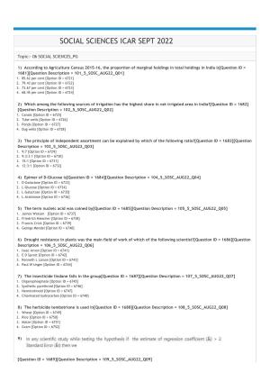 ICAR AIEEA PG 2022 SOCIAL SCIENCES Question Paper