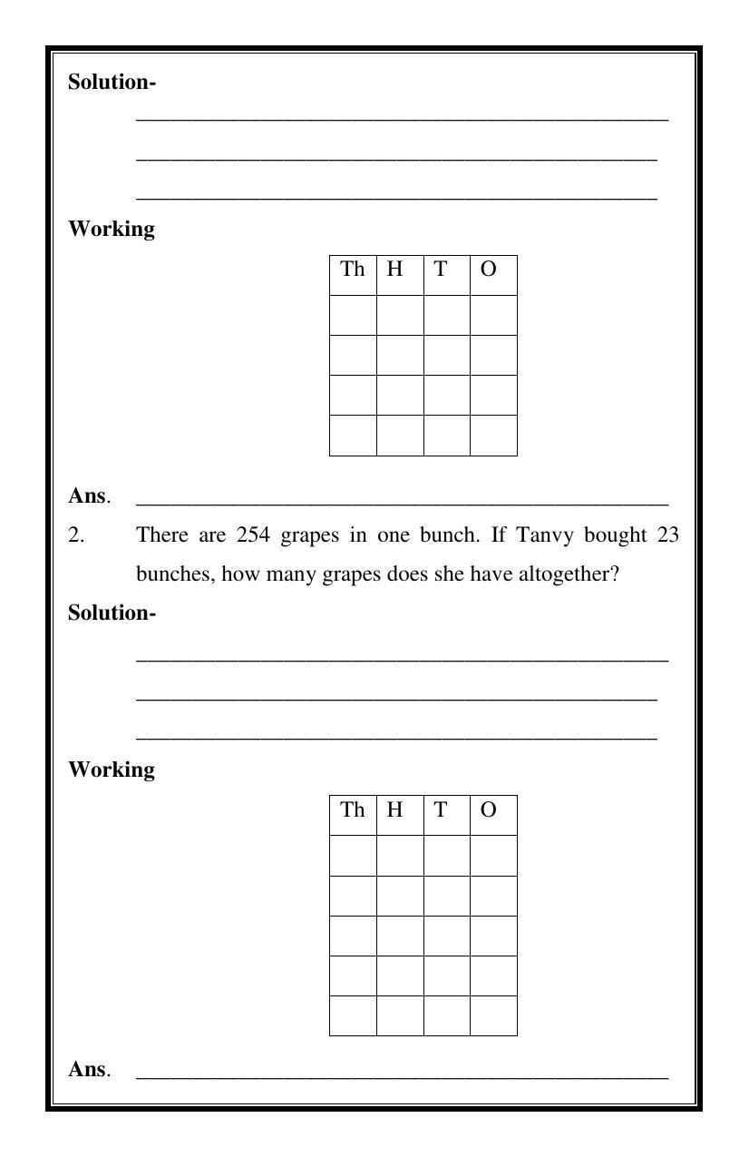 Worksheet for Class 3 Mathematics Assignment 22 - Page 10
