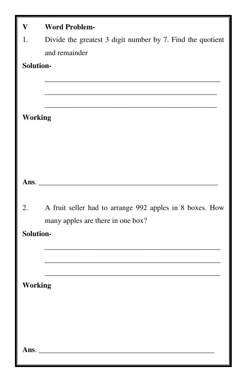 Worksheet for Class 3 Mathematics Assignment 22 - Page 12