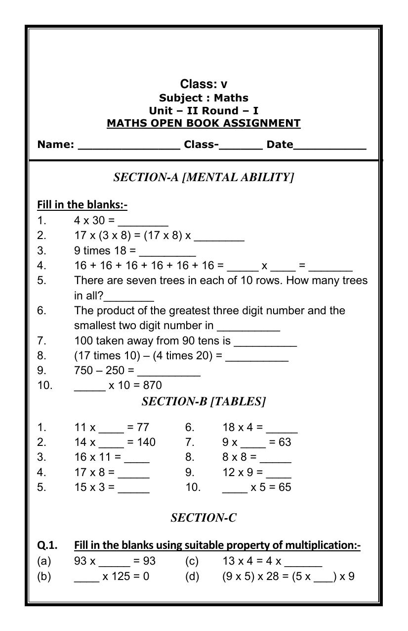Worksheet for Class 3 Mathematics Assignment 22 - Page 13