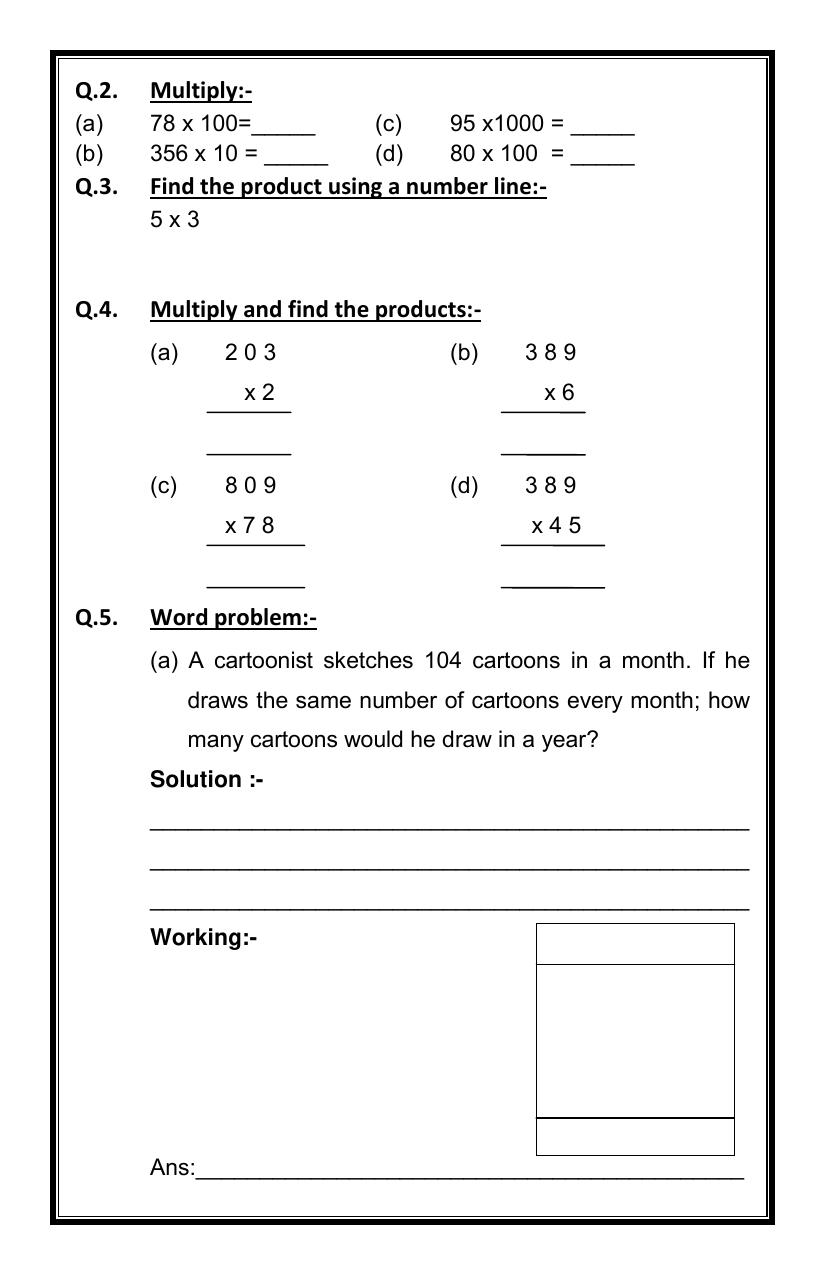 Worksheet for Class 3 Mathematics Assignment 22 - Page 14