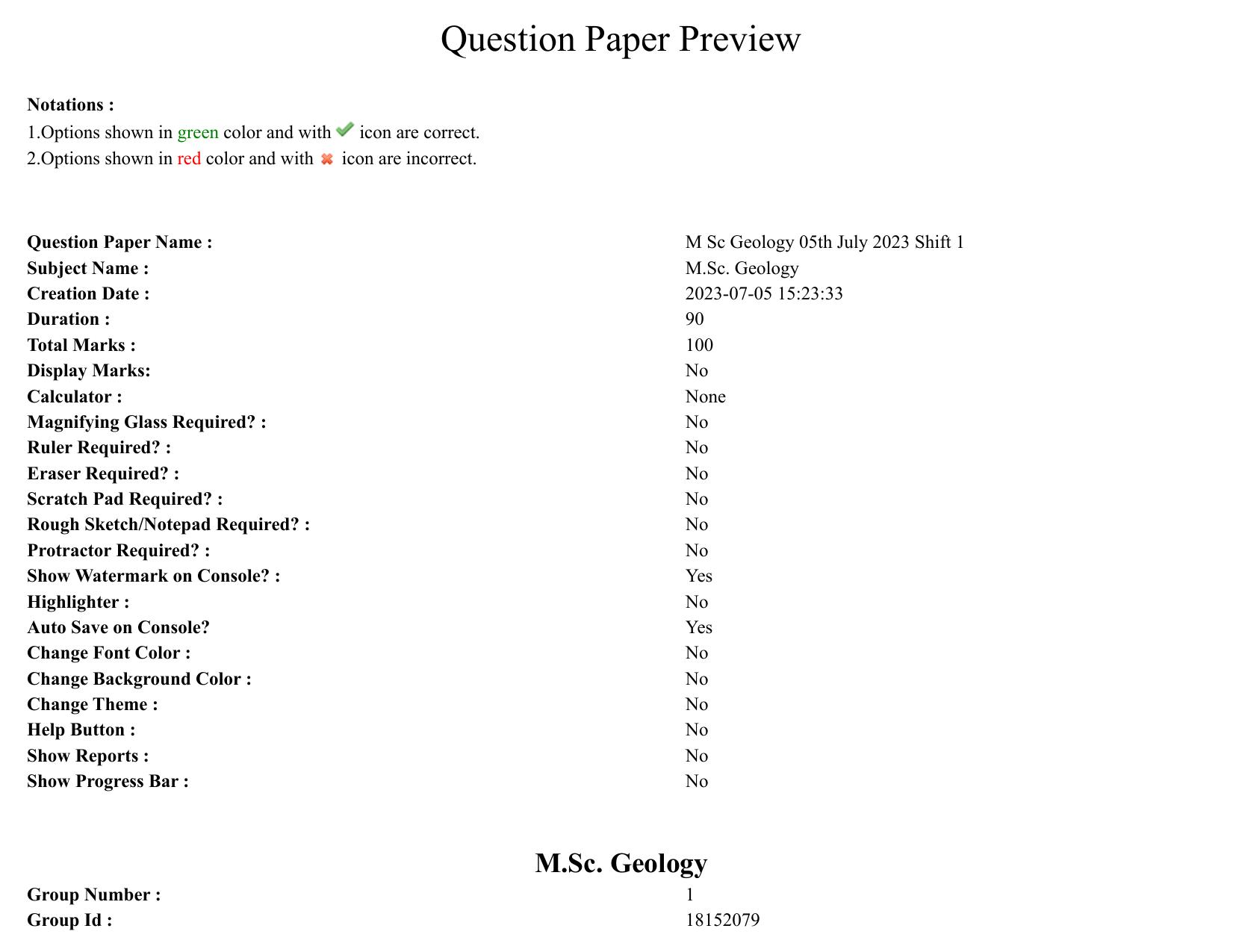 TS CPGET 2023 M Sc Geology (Shift 1) Question Paper with Answer Key - Page 1
