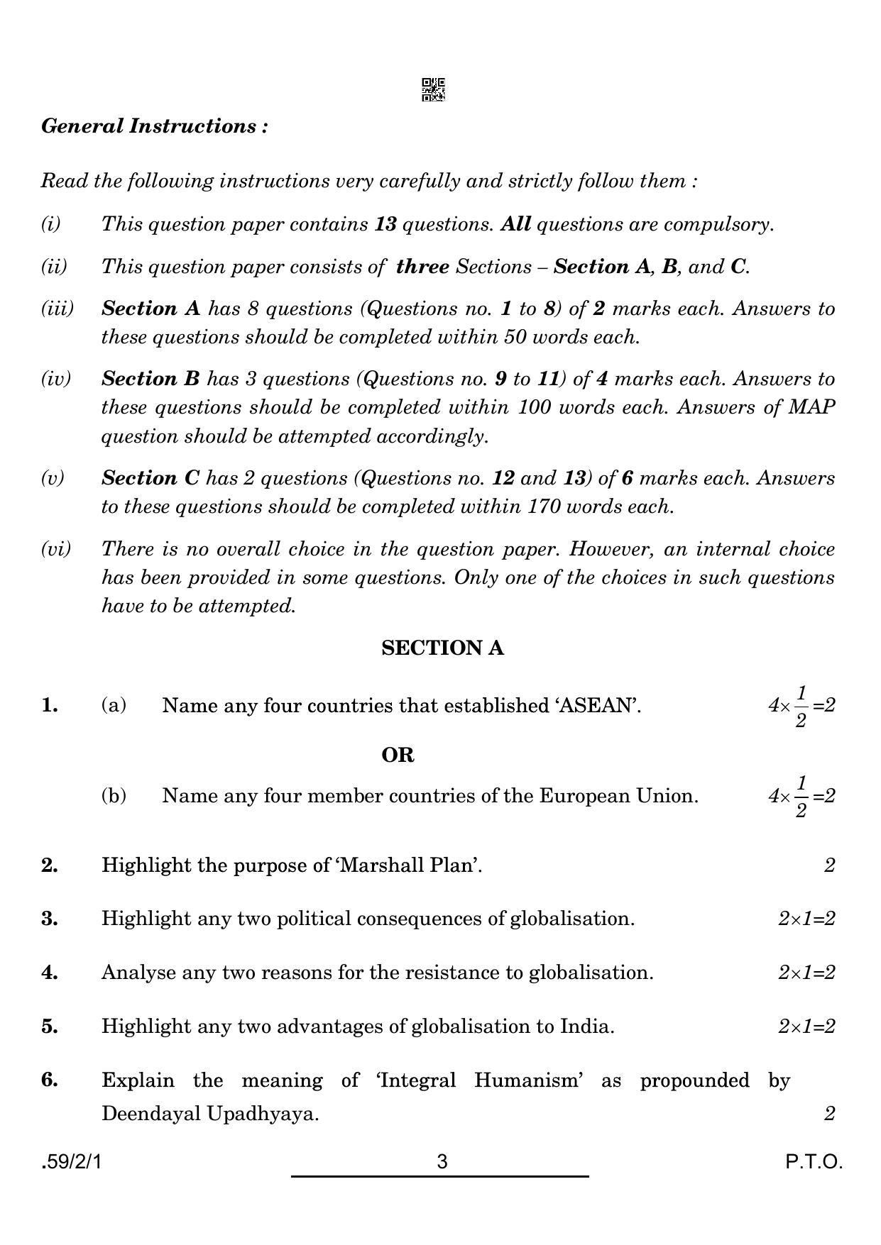 CBSE Class 12 59-2-1 Political Science 2022 Question Paper - Page 3