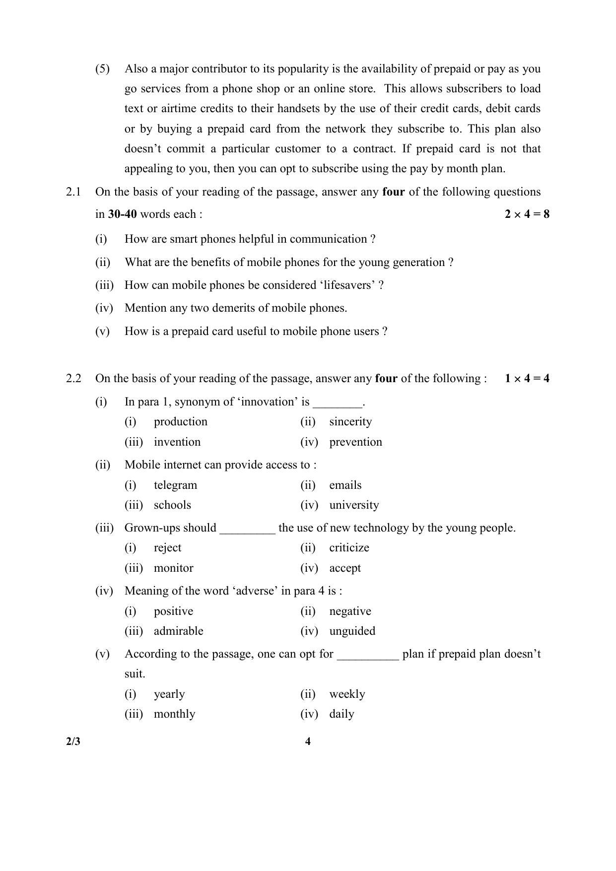 CBSE Class 10 2-3 (Language & Literature) SET-3 2018 Question Paper - Page 4