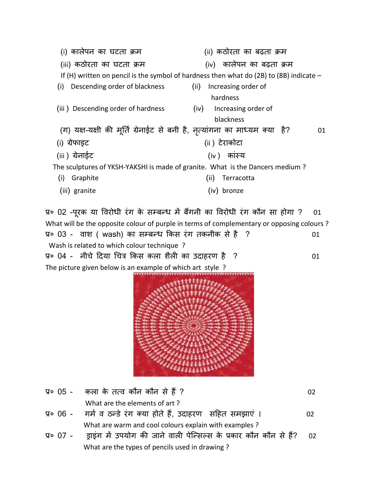 UBSE Class 10 Painting 2025 Model Paper - Page 2