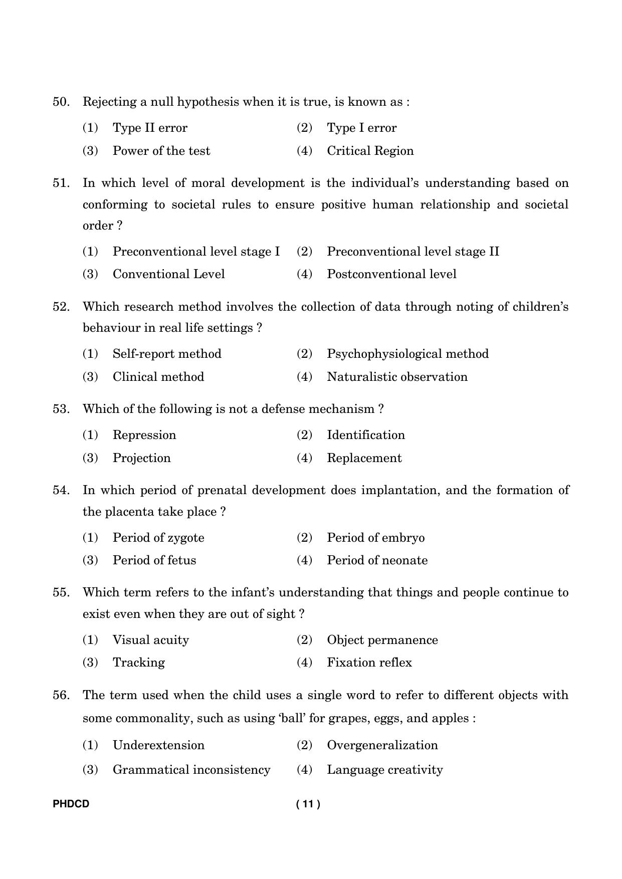 IGNOU PhD Entrance Test Ph.D (Child Development) Entrance Test, July, 2023 Question Paper - Page 12