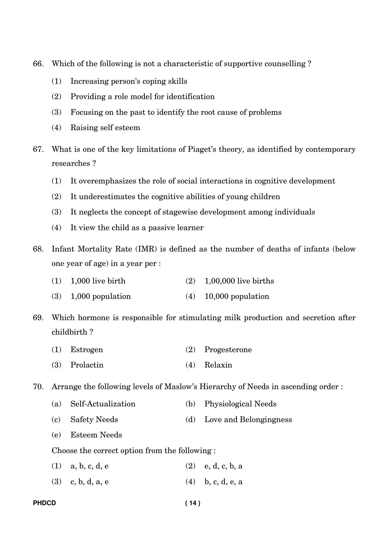 IGNOU PhD Entrance Test Ph.D (Child Development) Entrance Test, July, 2023 Question Paper - Page 15