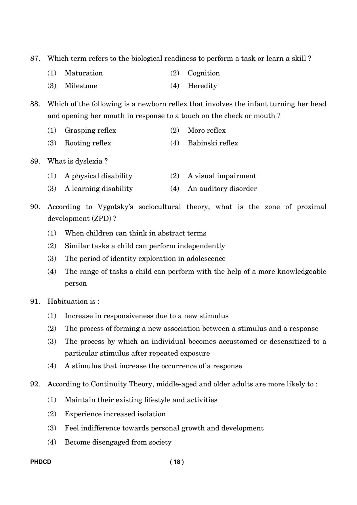 IGNOU PhD Entrance Test Ph.D (Child Development) Entrance Test, July, 2023 Question Paper - Page 19