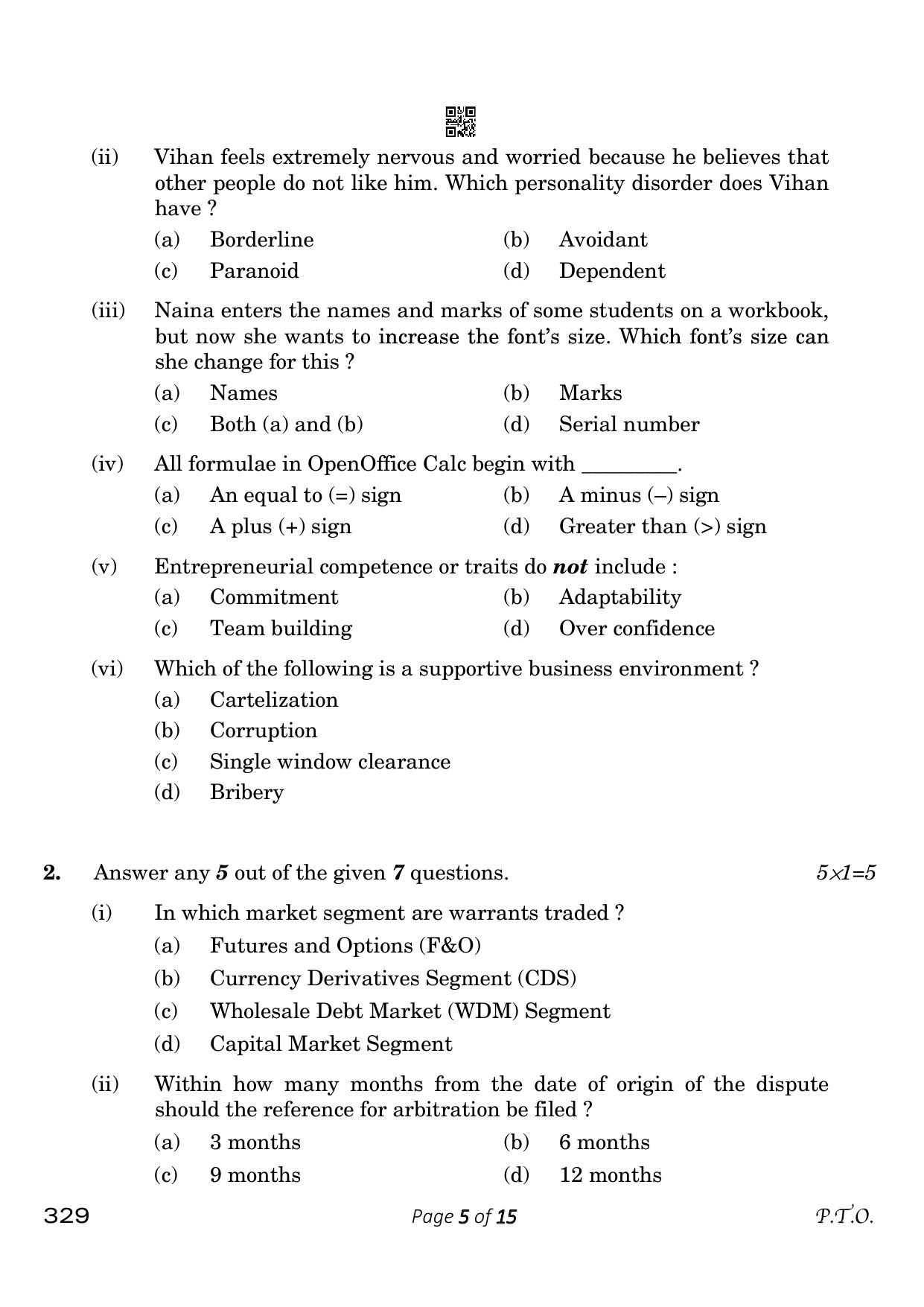 CBSE Class 12 329_Financial Markets Management 2023 Question Paper - Page 5