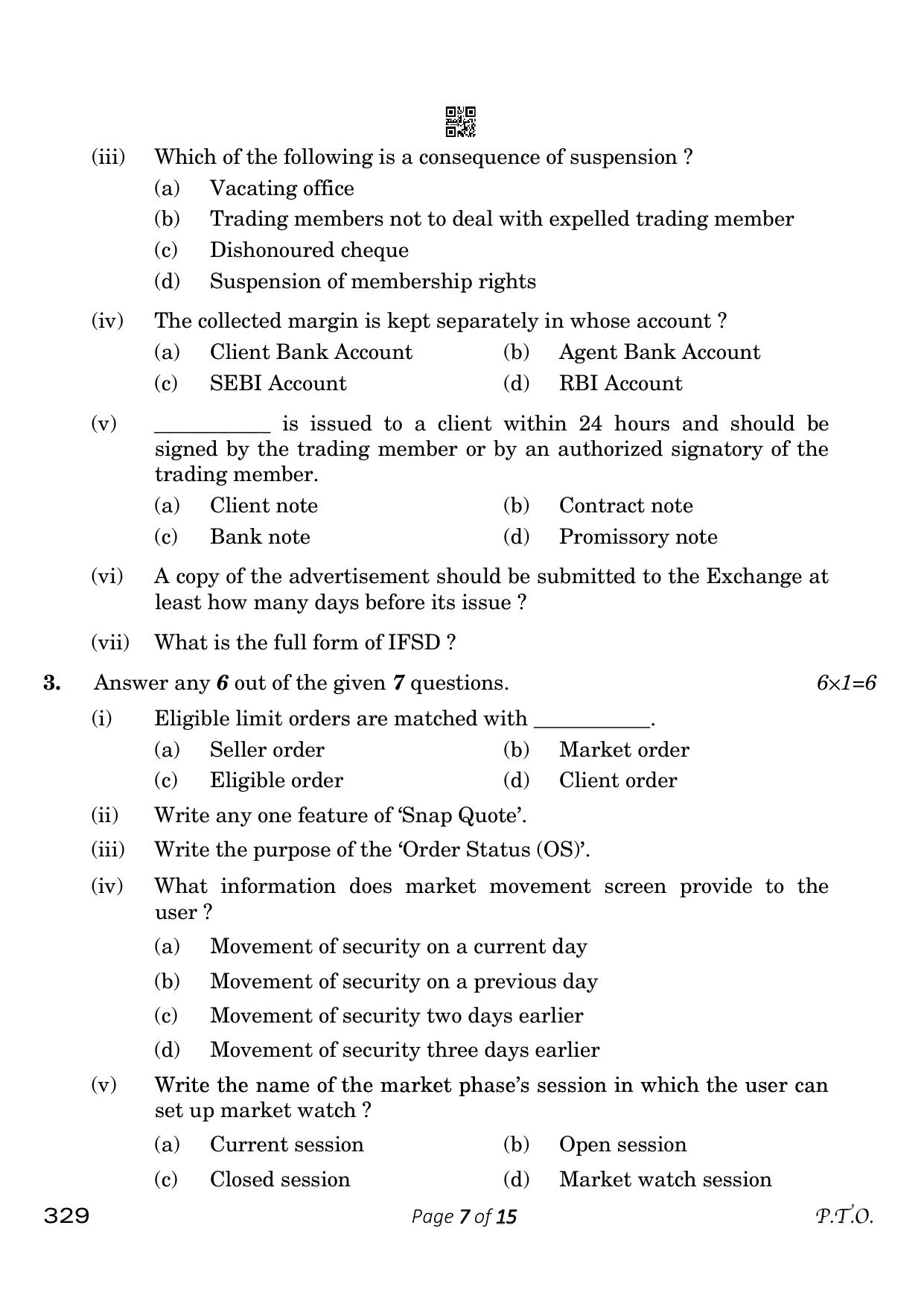 CBSE Class 12 329_Financial Markets Management 2023 Question Paper - Page 7