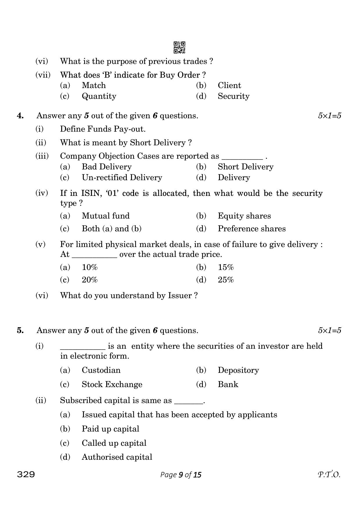 CBSE Class 12 329_Financial Markets Management 2023 Question Paper - Page 9