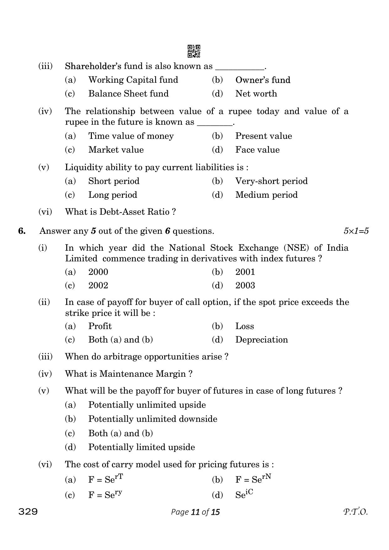 CBSE Class 12 329_Financial Markets Management 2023 Question Paper - Page 11