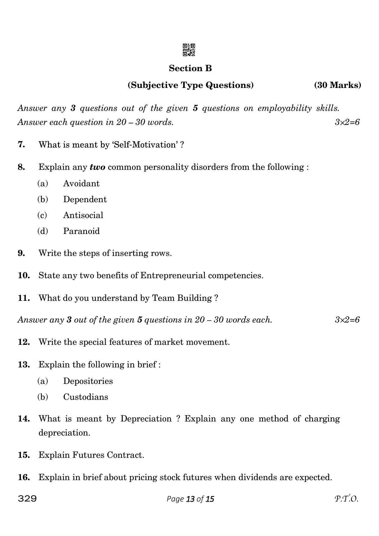 CBSE Class 12 329_Financial Markets Management 2023 Question Paper - Page 13