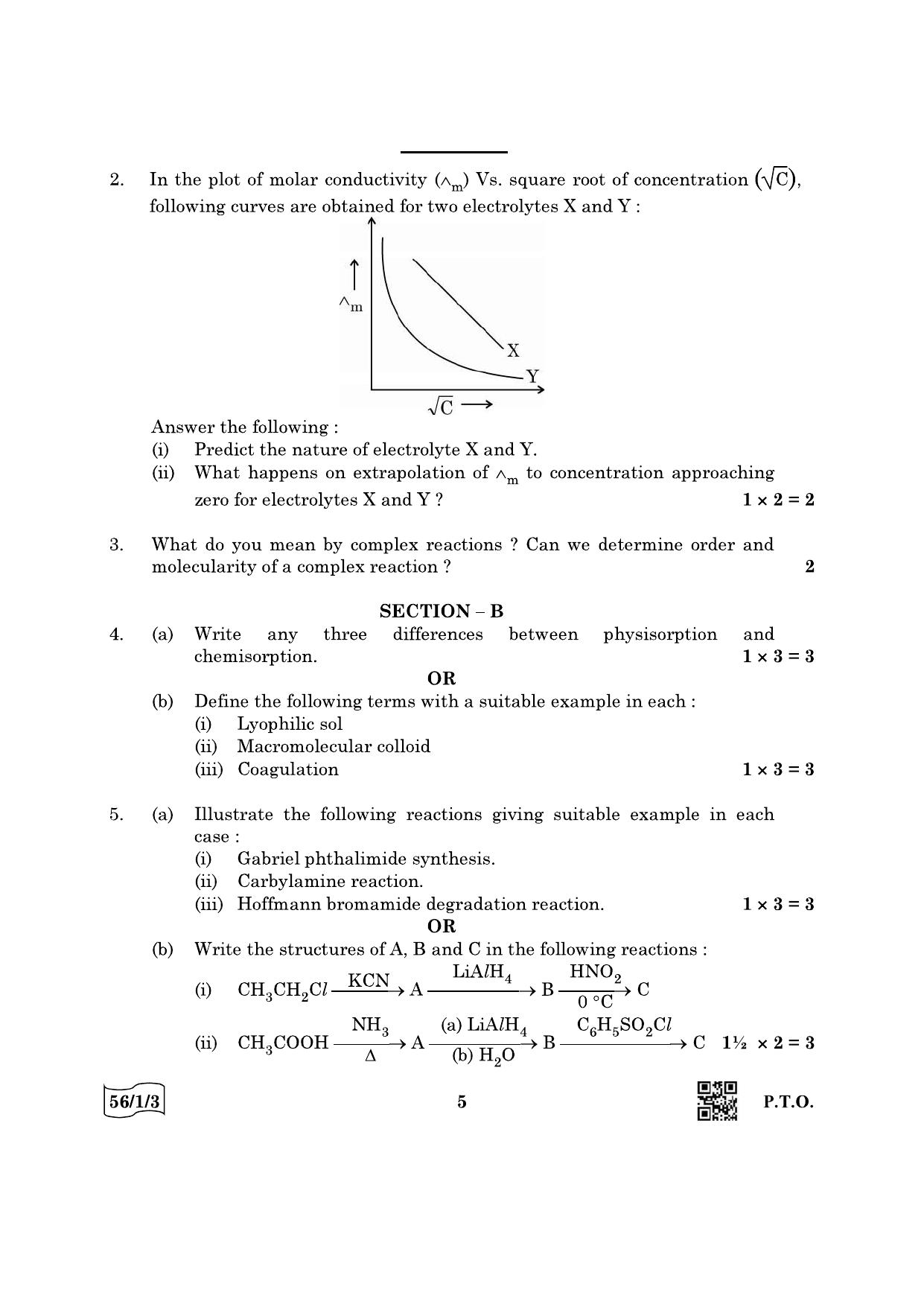 CBSE Class 12 56-1-3 Chemistry 2022 Question Paper - Page 5