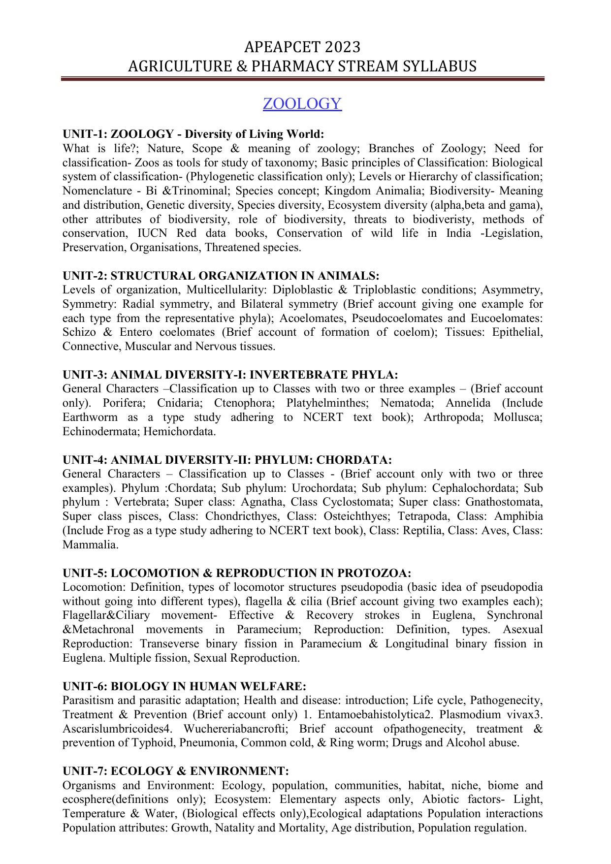 AP EAPCET Agriculture & Pharmacy Syllabus - Page 4