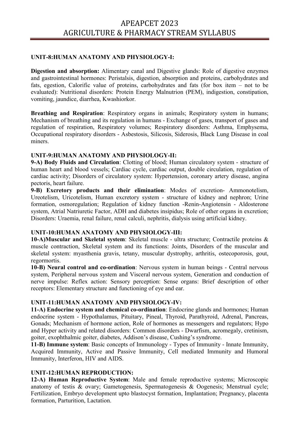 AP EAPCET Agriculture & Pharmacy Syllabus - Page 5