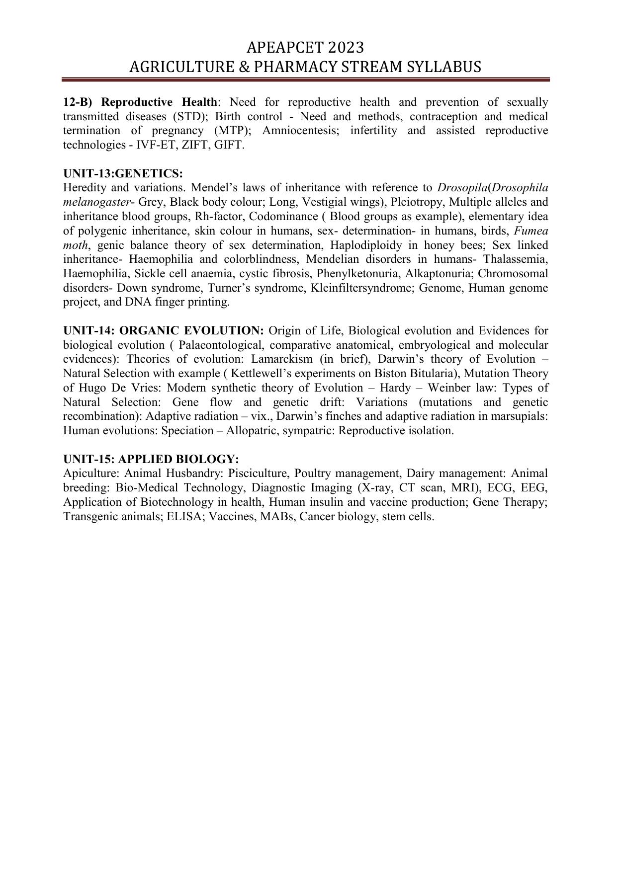AP EAPCET Agriculture & Pharmacy Syllabus - Page 6