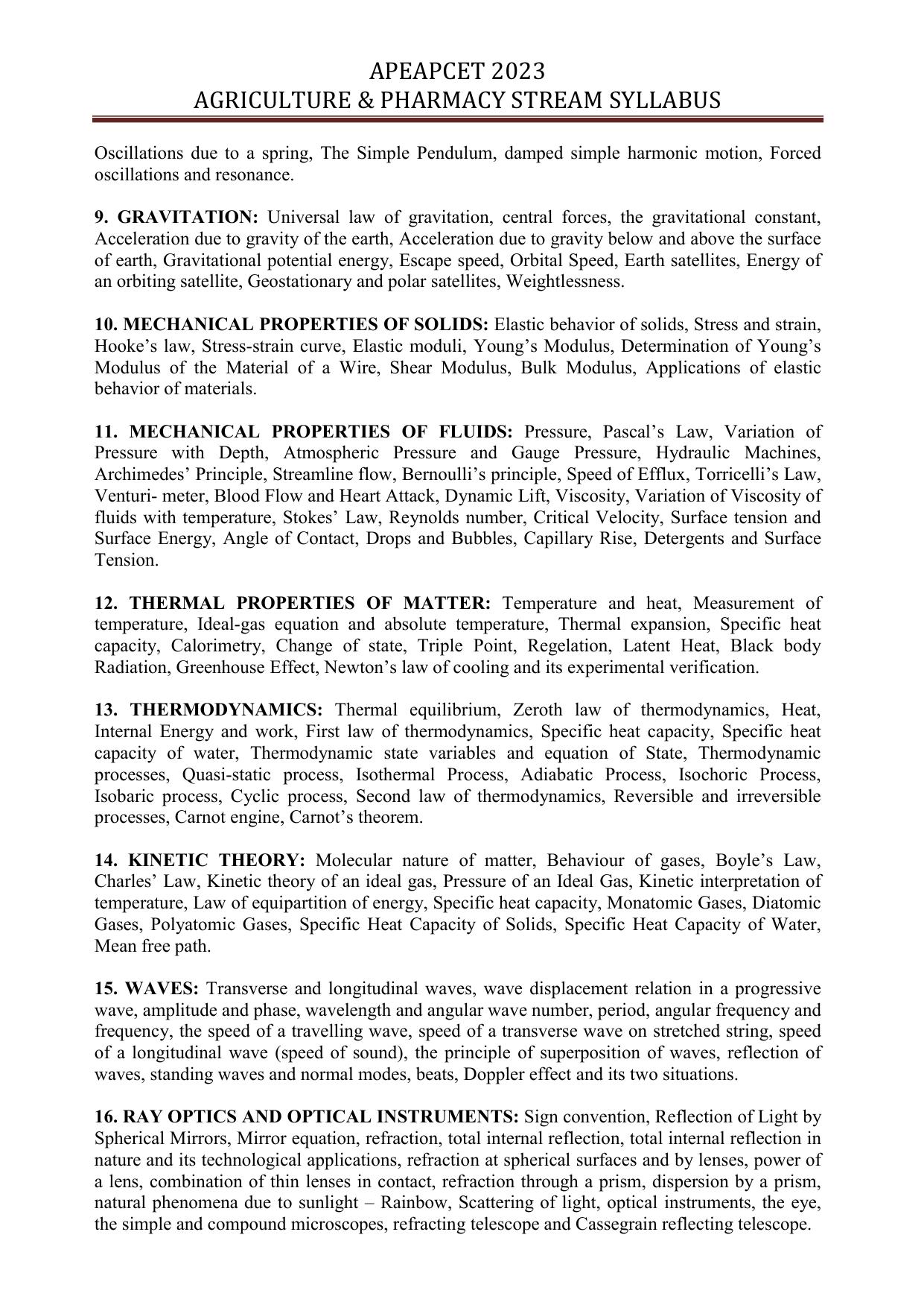 AP EAPCET Agriculture & Pharmacy Syllabus - Page 8