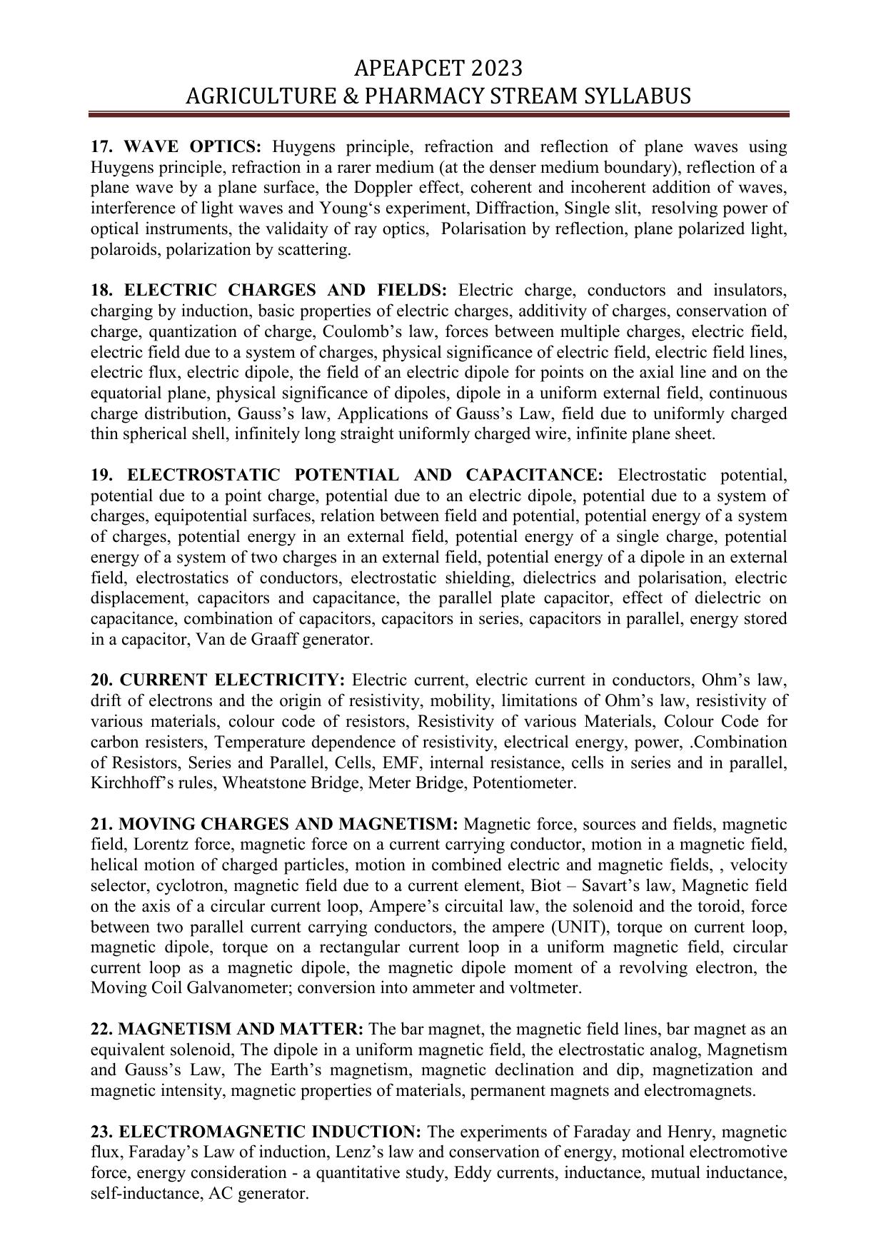 AP EAPCET Agriculture & Pharmacy Syllabus - Page 9