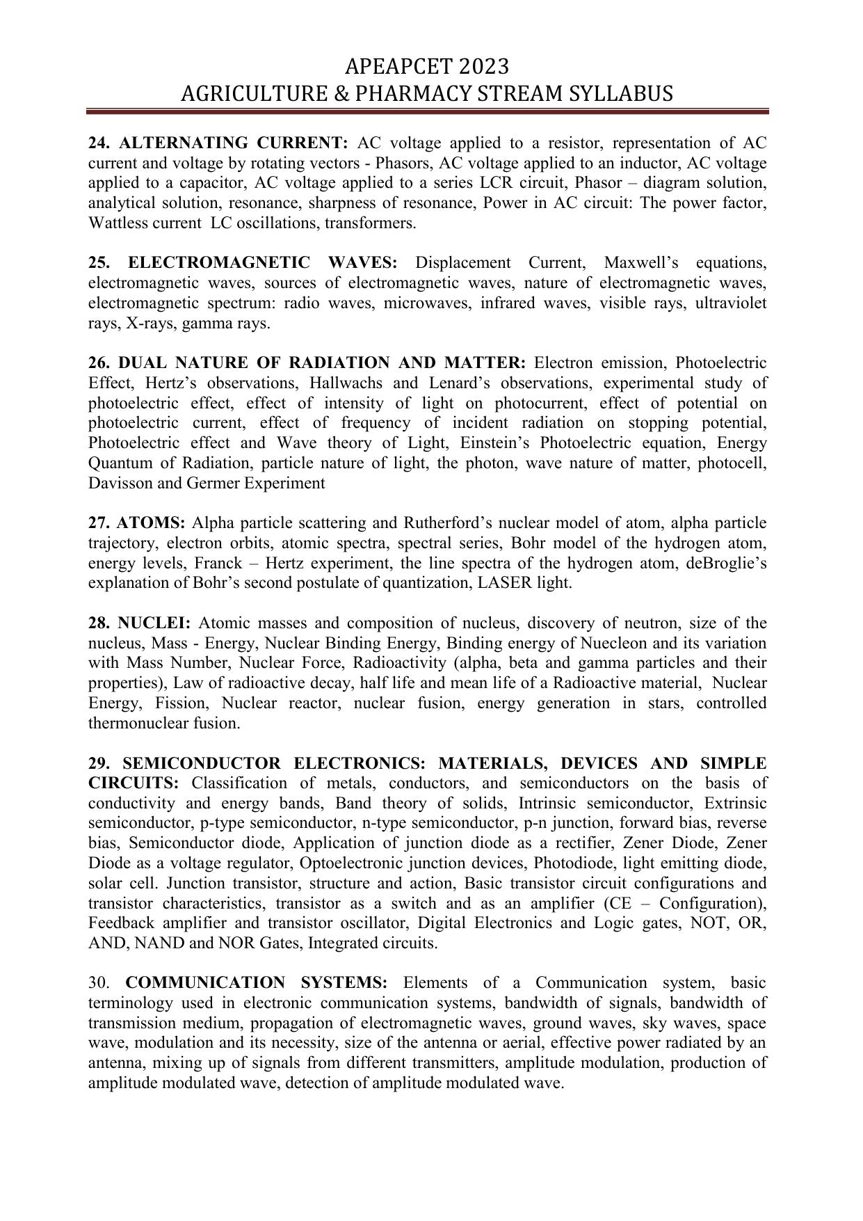 AP EAPCET Agriculture & Pharmacy Syllabus - Page 10