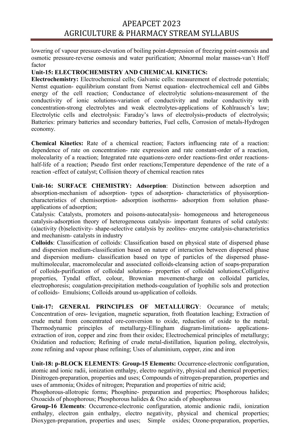 AP EAPCET Agriculture & Pharmacy Syllabus - Page 14