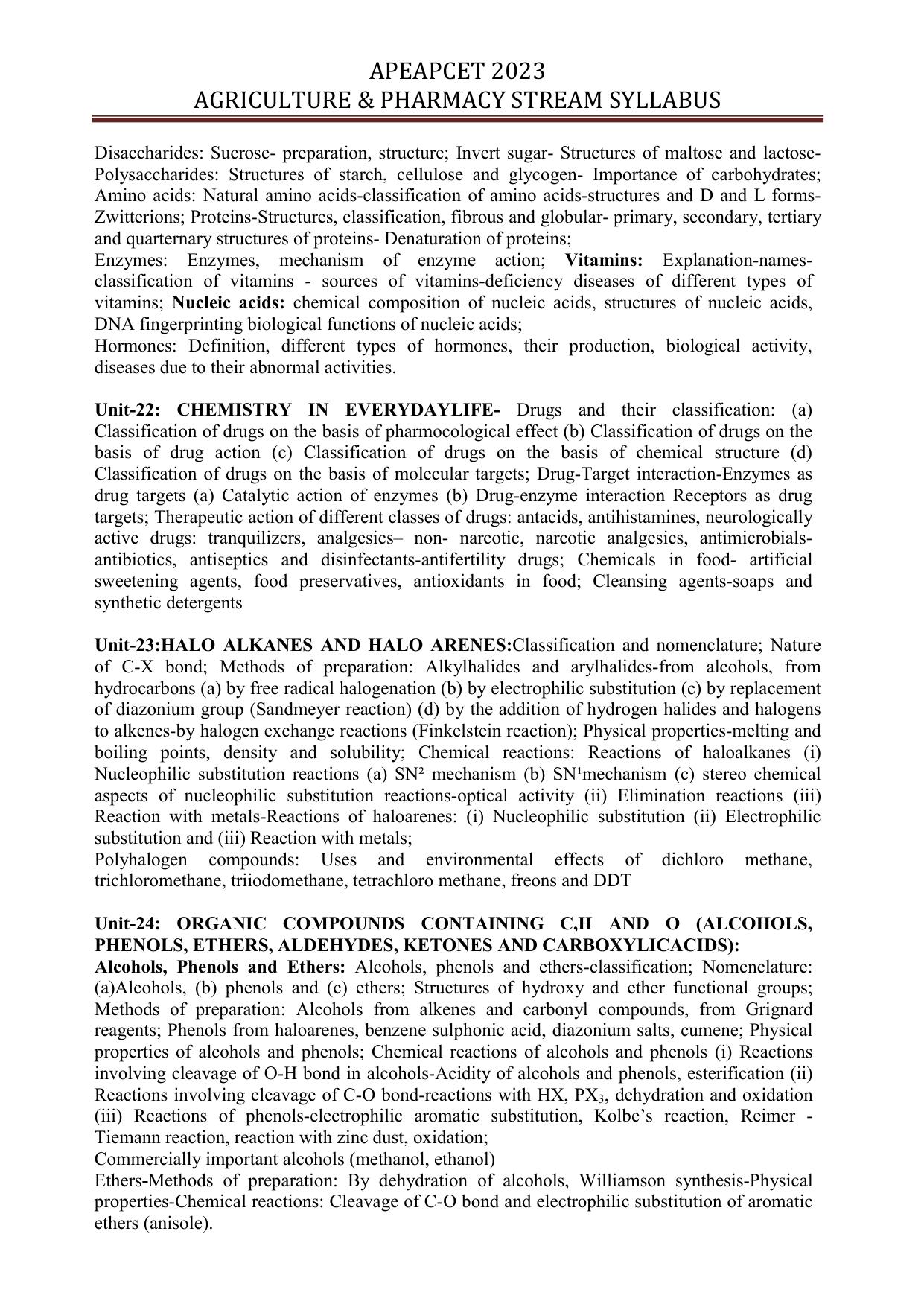 AP EAPCET Agriculture & Pharmacy Syllabus - Page 16