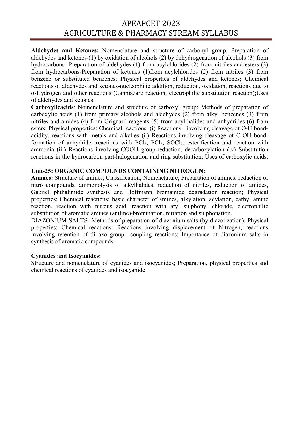 AP EAPCET Agriculture & Pharmacy Syllabus - Page 17
