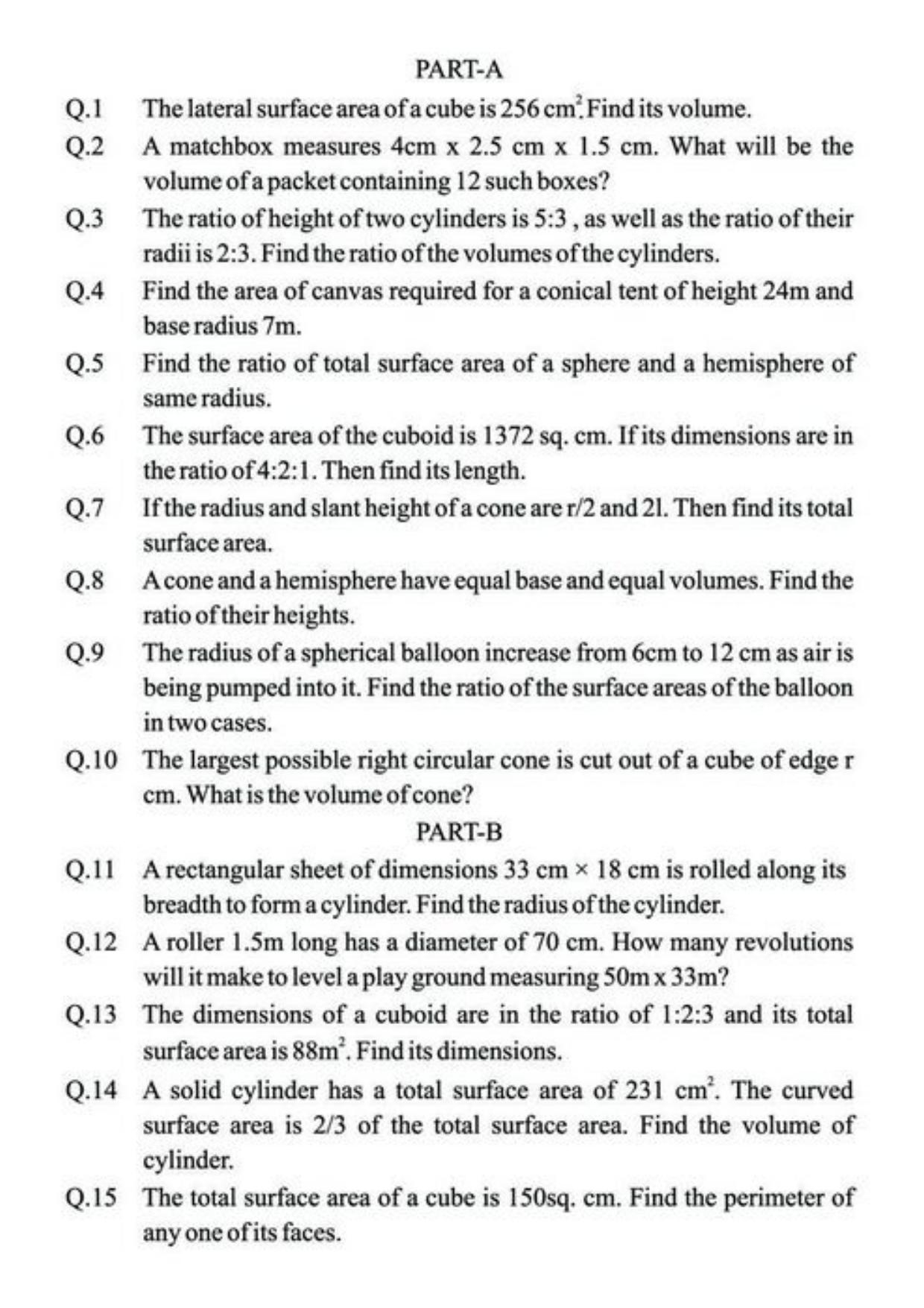 Class 9 Notes, Question & Practice Paper - Mathematics (Topic 13 : Surface Area and Volumes) - Page 4