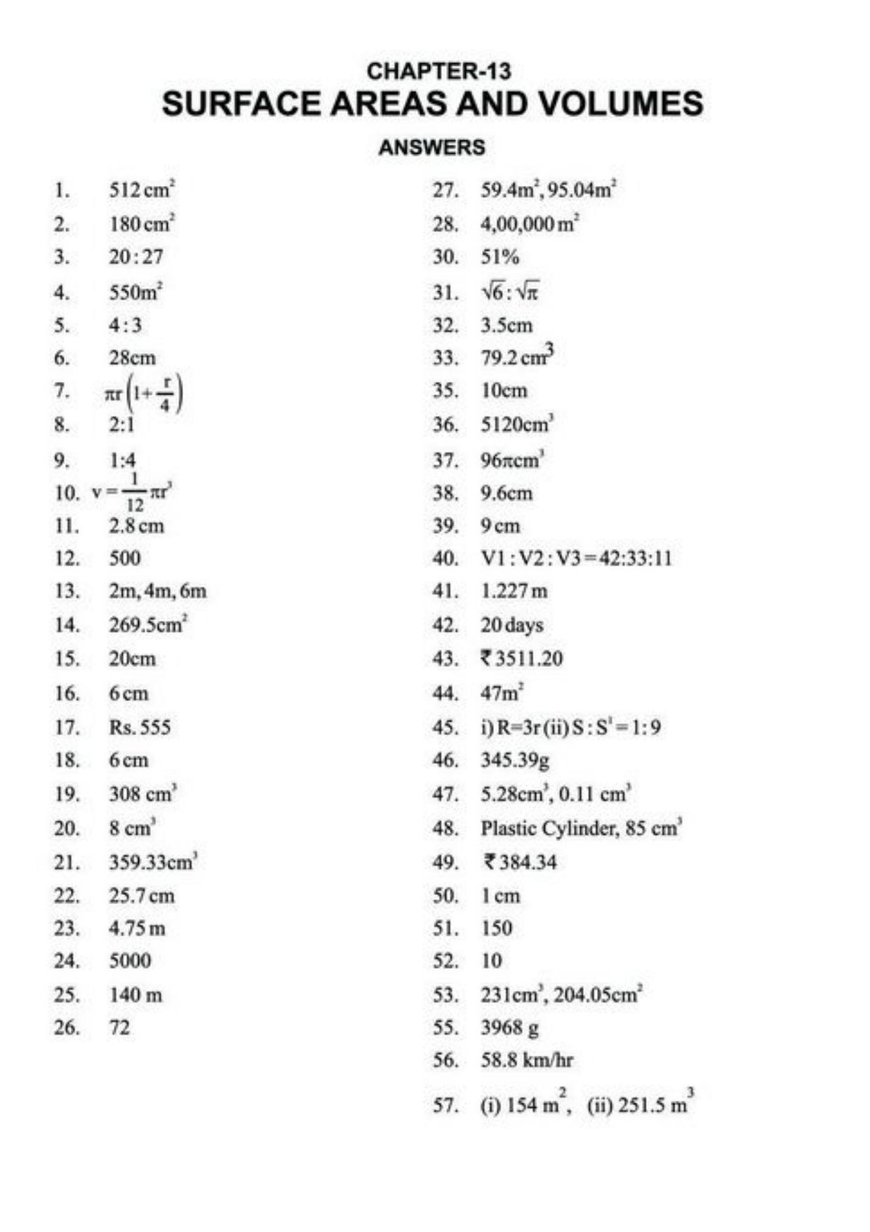 Class 9 Notes, Question & Practice Paper - Mathematics (Topic 13 : Surface Area and Volumes) - Page 10