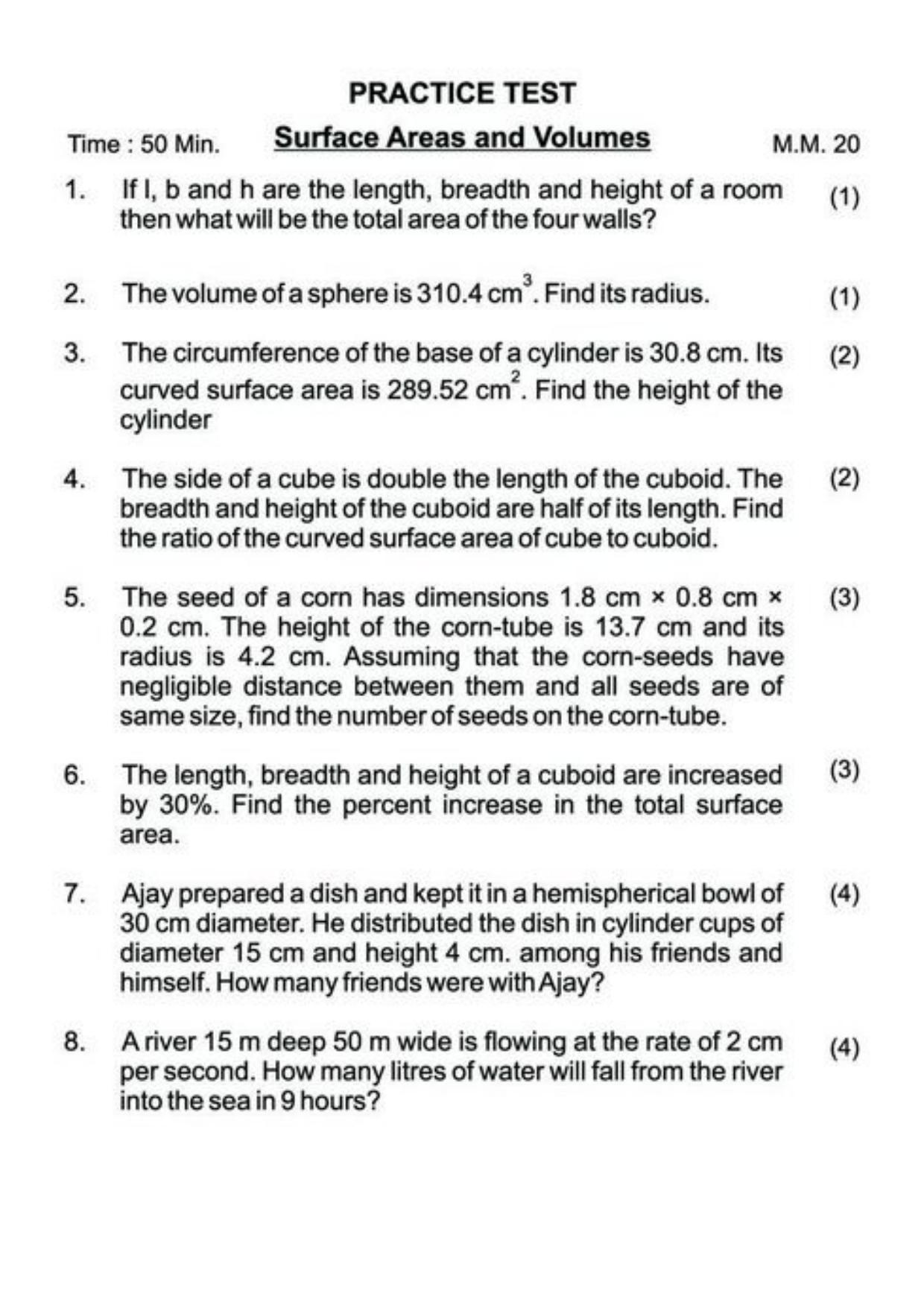 Class 9 Notes, Question & Practice Paper - Mathematics (Topic 13 : Surface Area and Volumes) - Page 11