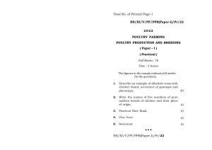 Meghalaya Board (MBOSE) Class 11 Poultry Production and Breeding Paper I (practical) 2022 Question Paper