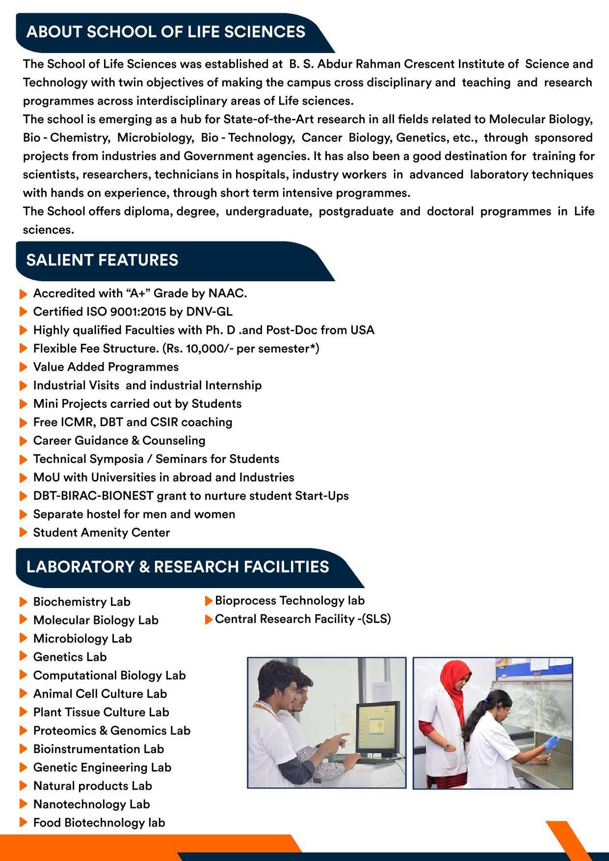 B.S. Abdur Rahman University M.Tech-Biotechnology Brochure 2022-23 - Page 2