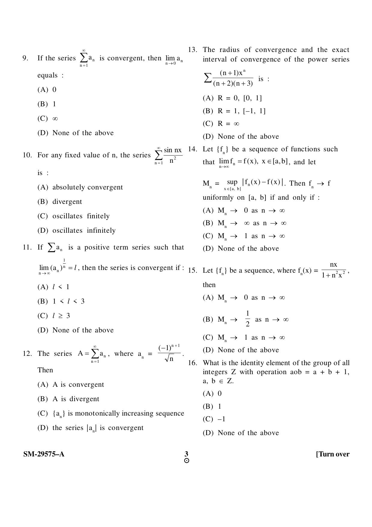 KUET 2023 M.Sc.Mathematics Question Paper - Page 3
