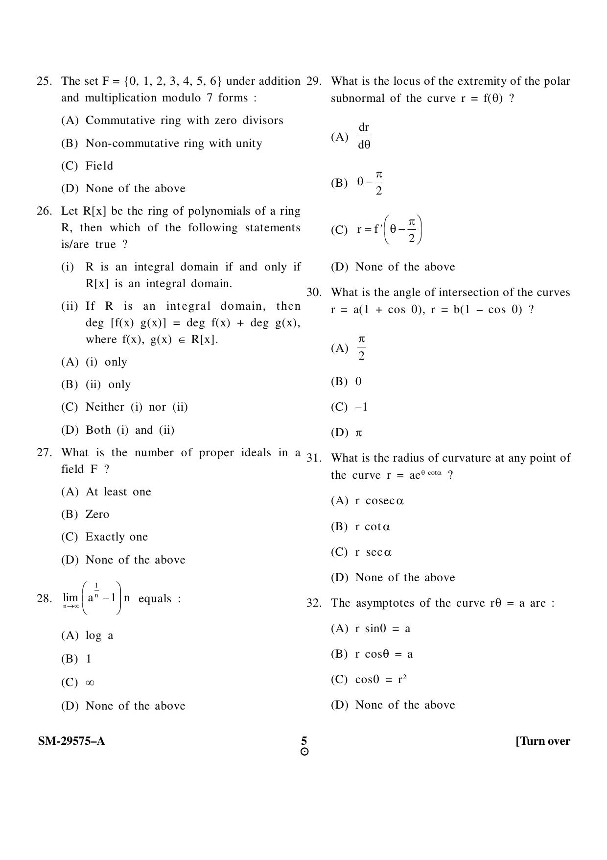 KUET 2023 M.Sc.Mathematics Question Paper - Page 5