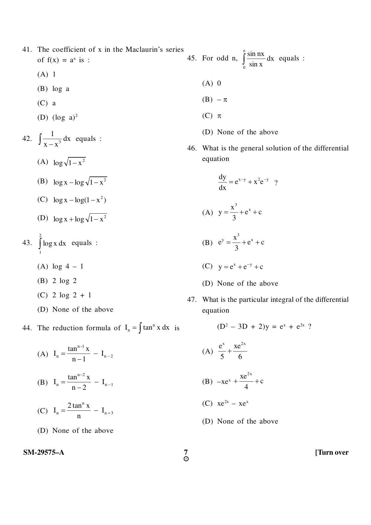 KUET 2023 M.Sc.Mathematics Question Paper - Page 7