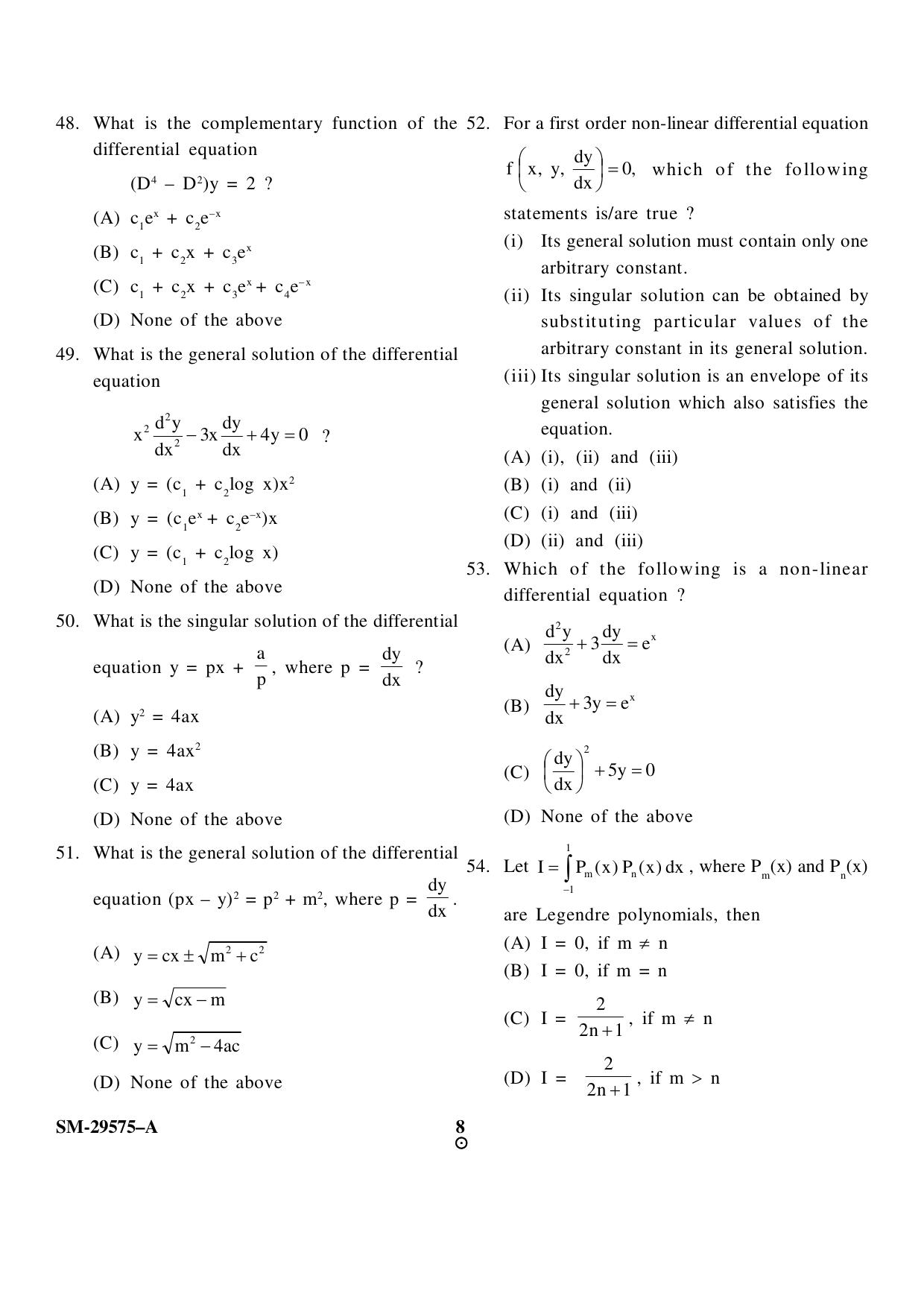 KUET 2023 M.Sc.Mathematics Question Paper - Page 8