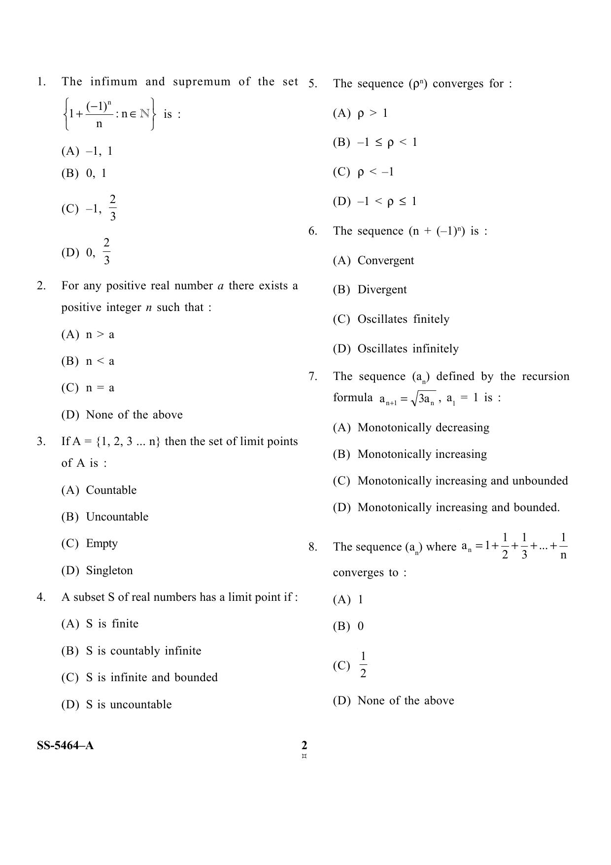 KUET 2023 M.Sc.Mathematics Question Paper - Page 22